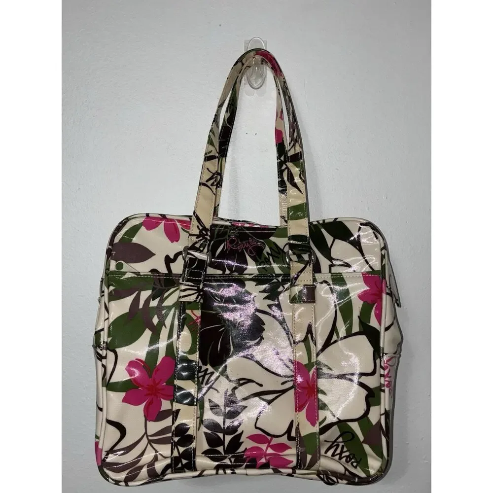 Vintage Y2K Roxy Luggage Weekend Bag Purse Handbag Carry On Aloha Floral Cream